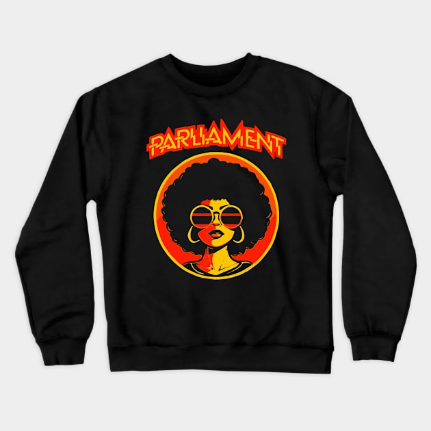 Retro 70's Parliament Funkadelic Funk Rock Music Satire Crewneck Sweatshirt by robotbasecamp